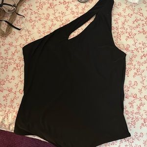 Black over the shoulder body suit